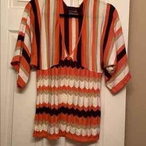 Orange and Brown knit blouse